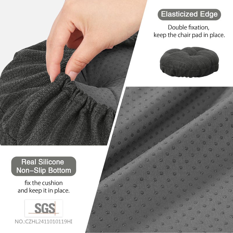 baibu Stool Covers Round, Super Soft Round Bar Stool Cushion Covers Seat Cushion - One Cushion Onlyï¼ˆGray-Black,15" (38cm) - Image 4